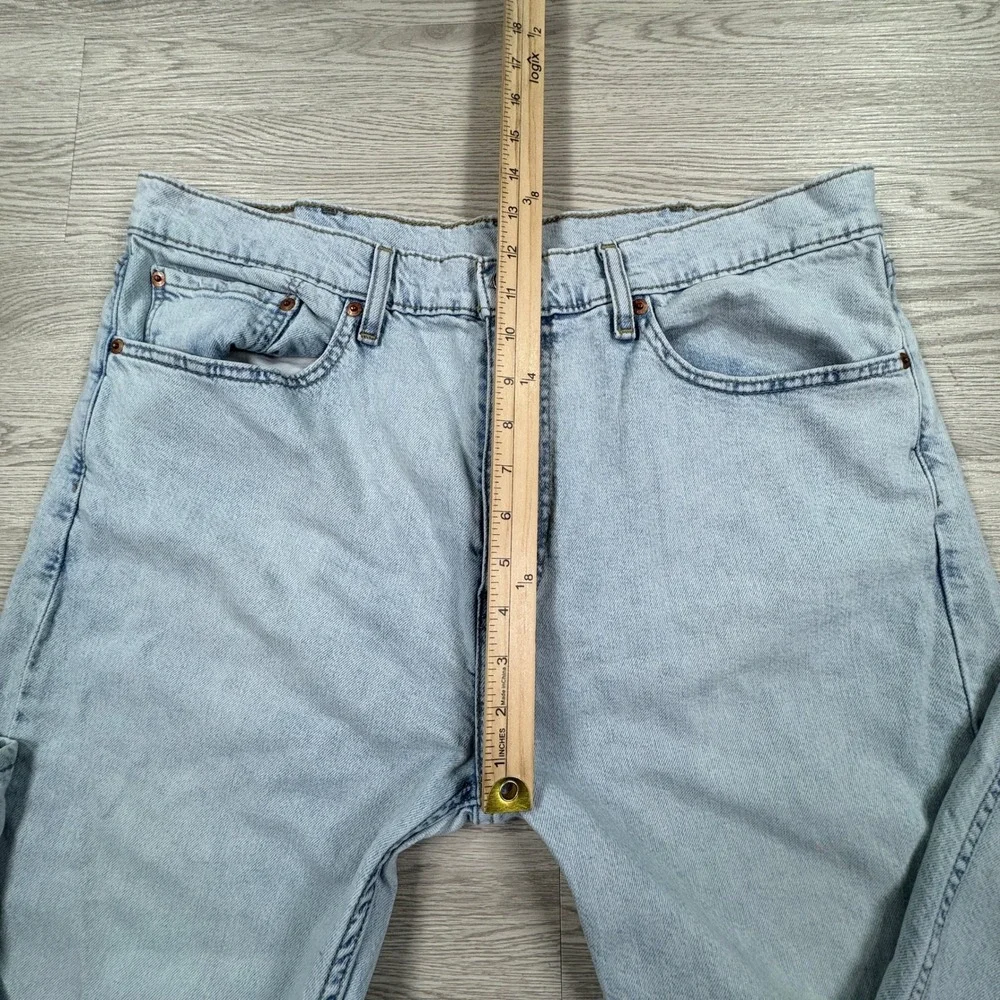 Levi's Mens Jeans 505 Regular Fit Light Wash Blue 38x32 Straight Leg Stretch‎
